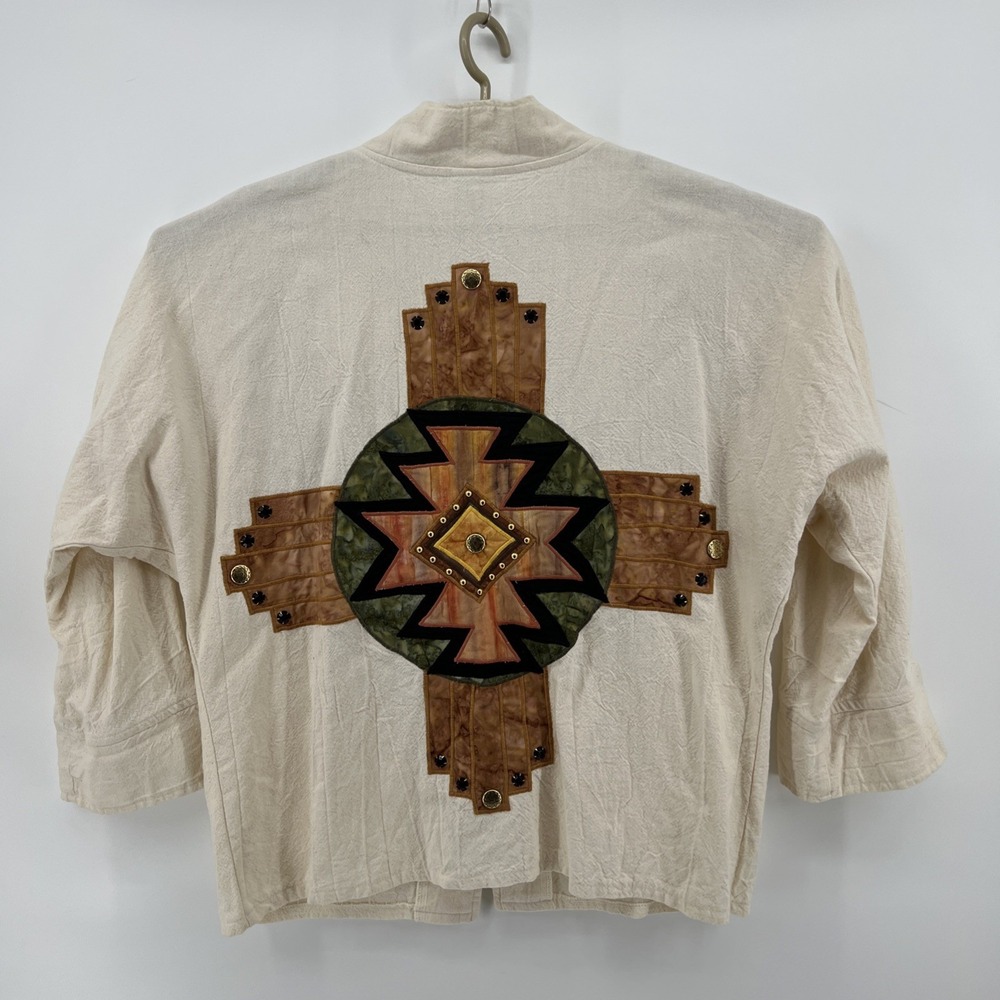 Alfredo's Wife Cream Applique Cover Jacket M Native American Indian USA